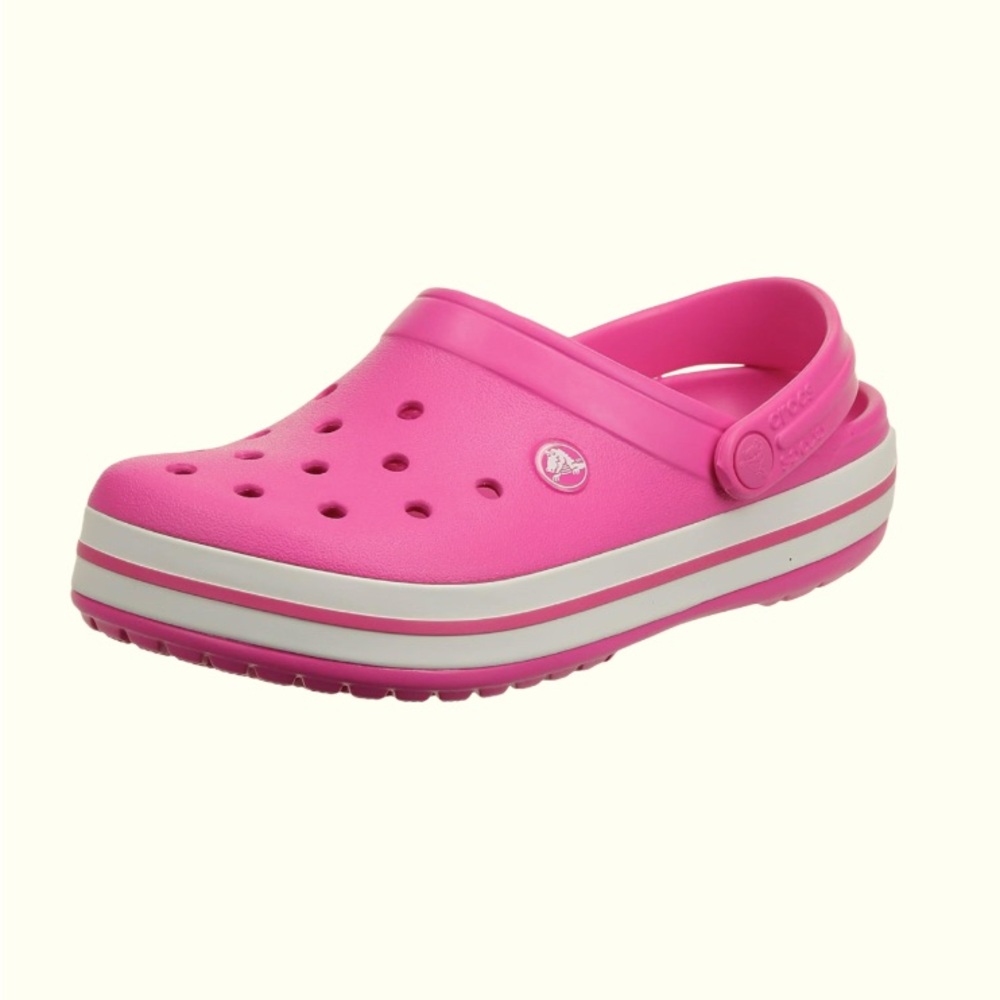 Crocs classic CROCBAND  pink and white clogs sandals shoes Girl’s size 1